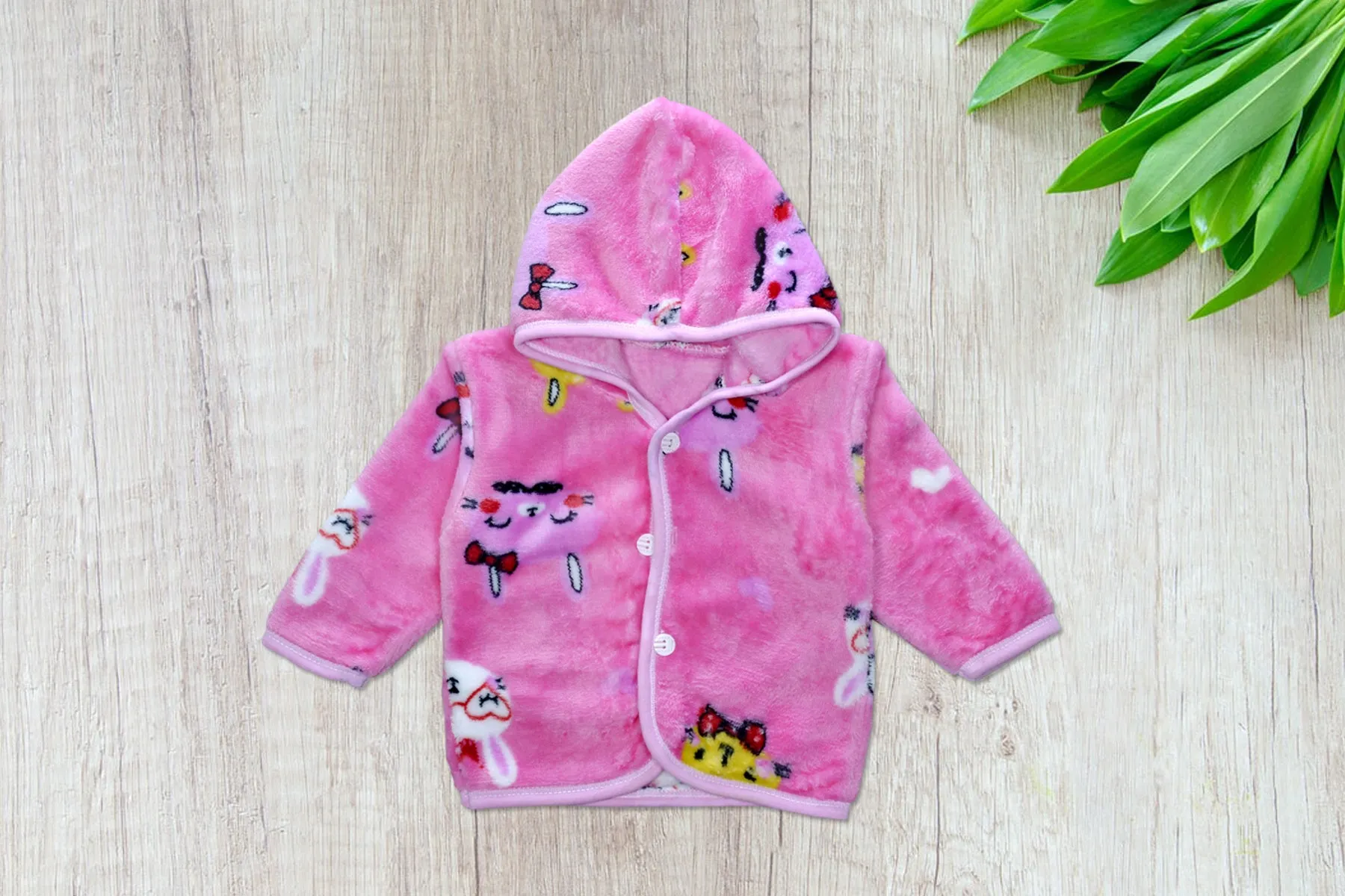 C1270 BABY FASHION Soft Flees Pink 3-Pcs Suit