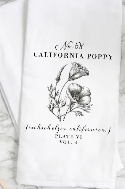 California Poppy Tea Towel