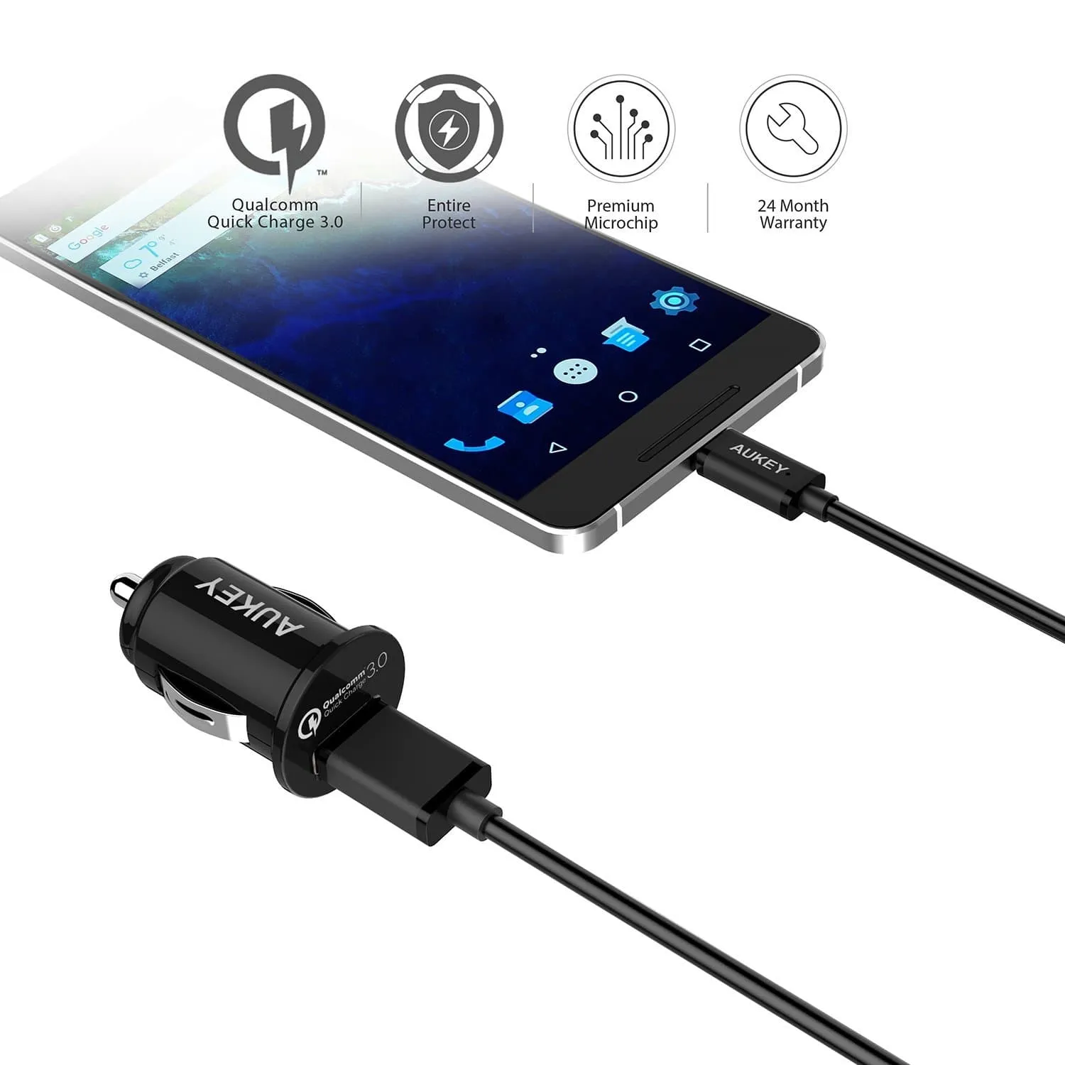 CC-T13 18W Single Port Qualcomm Quick Charge 3.0 Car Charger