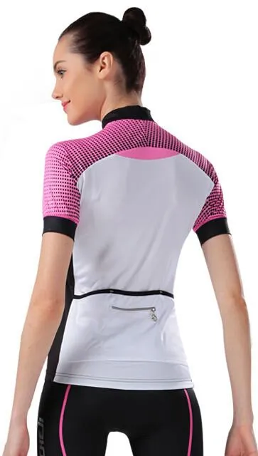 CHEJI White Pink Short Sleeve Cycling Jersey