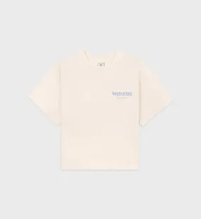 Club Logo Cropped Tee - Cream/Sky Blue