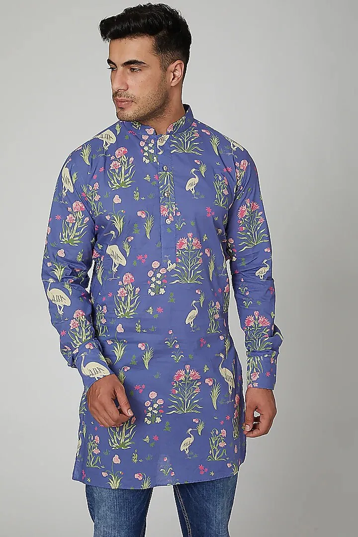 Cobalt Floral Kurta