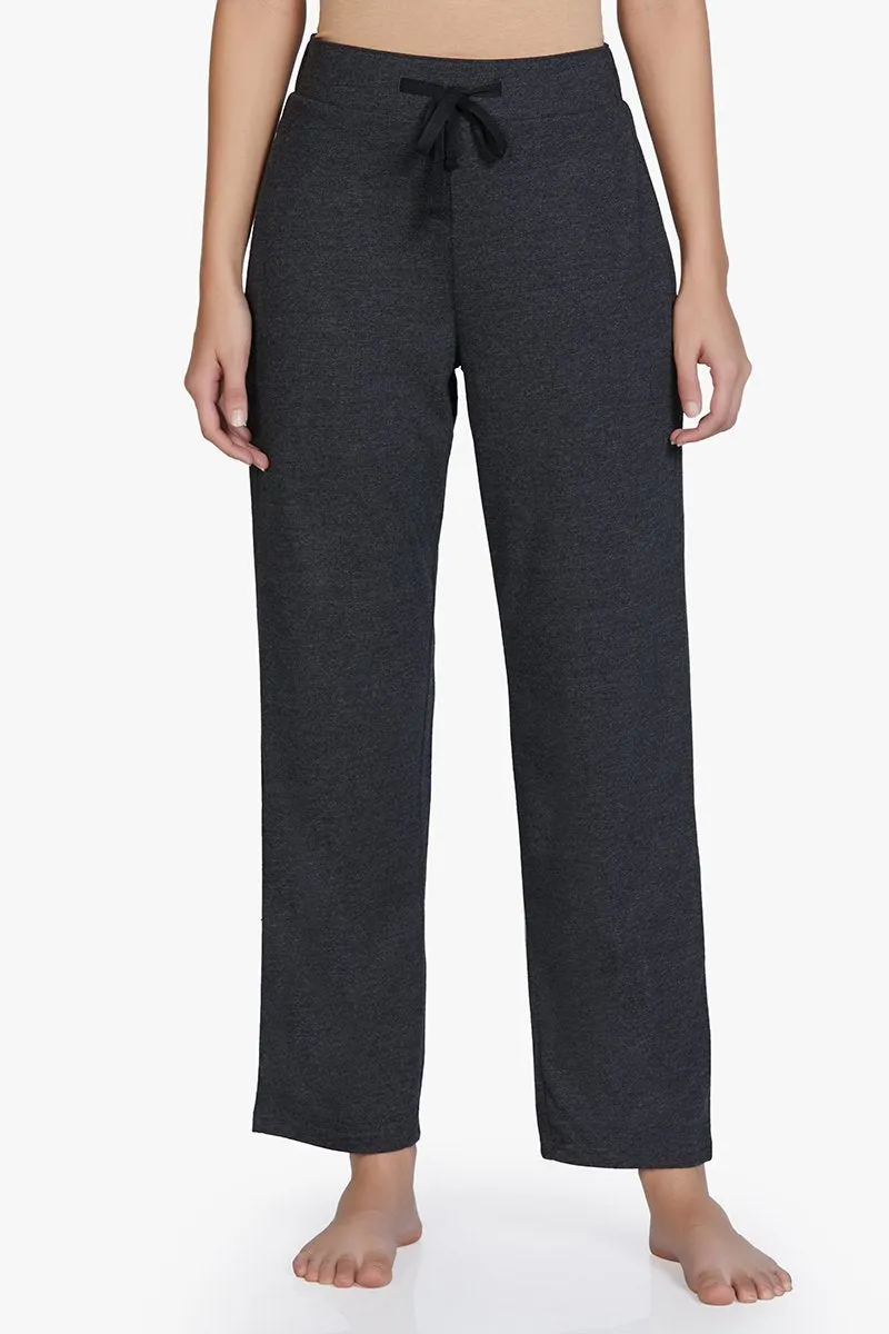 Cotton Blend Full Length Pyjama Bottom - Charcoal