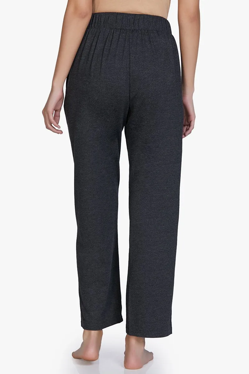 Cotton Blend Full Length Pyjama Bottom - Charcoal