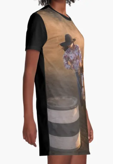 Cowgirl Kim Barrel Racer Graphic Tee Dress - Large Only