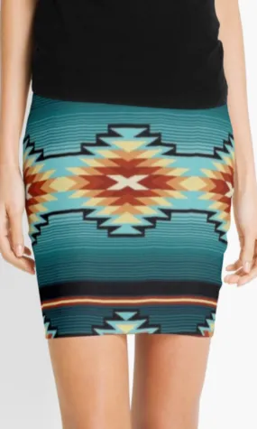 Cowgirl Kim Turquoise Dreams Mini Skirt - Small Only