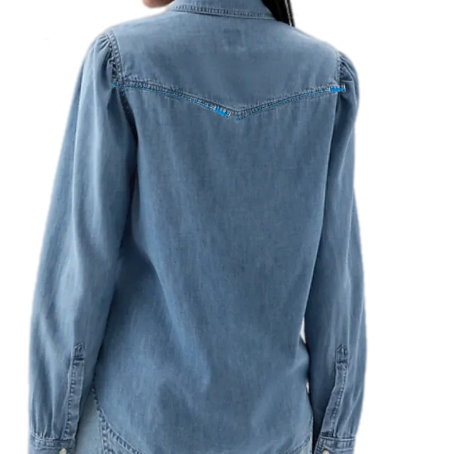 Denim Button Down Design Hand Embroider