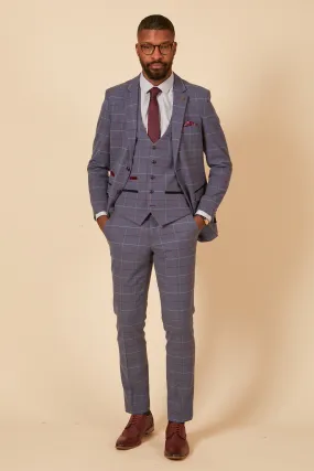 DRAKE - Sky Blue Check Three Piece Suit