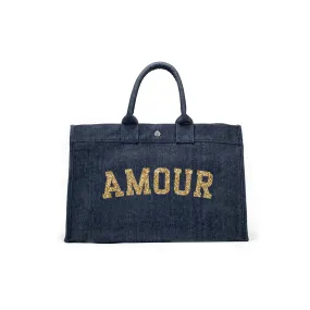 East-West Bag Denim Gold AMOUR