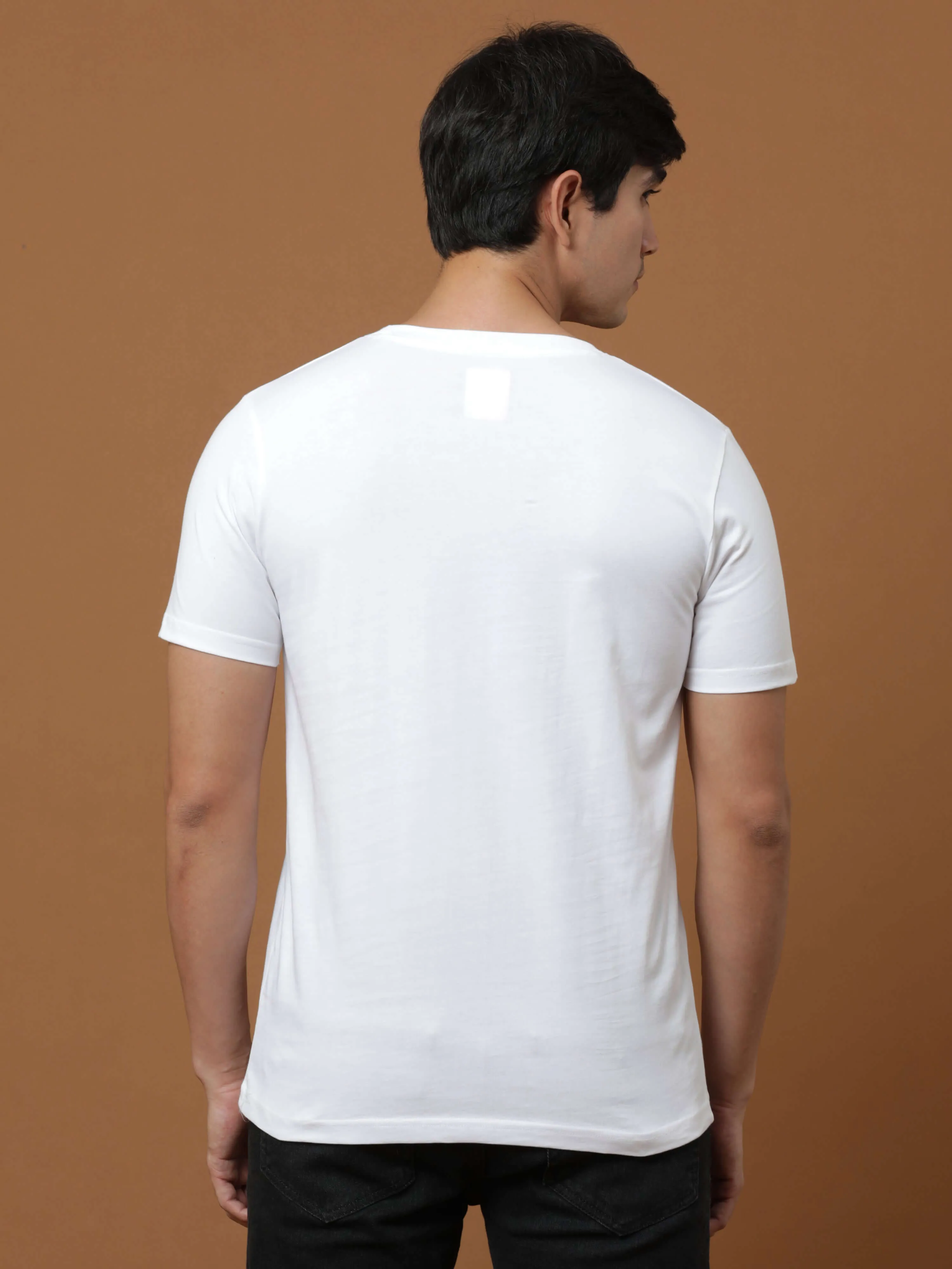 Estilocus White Printed T Shirt