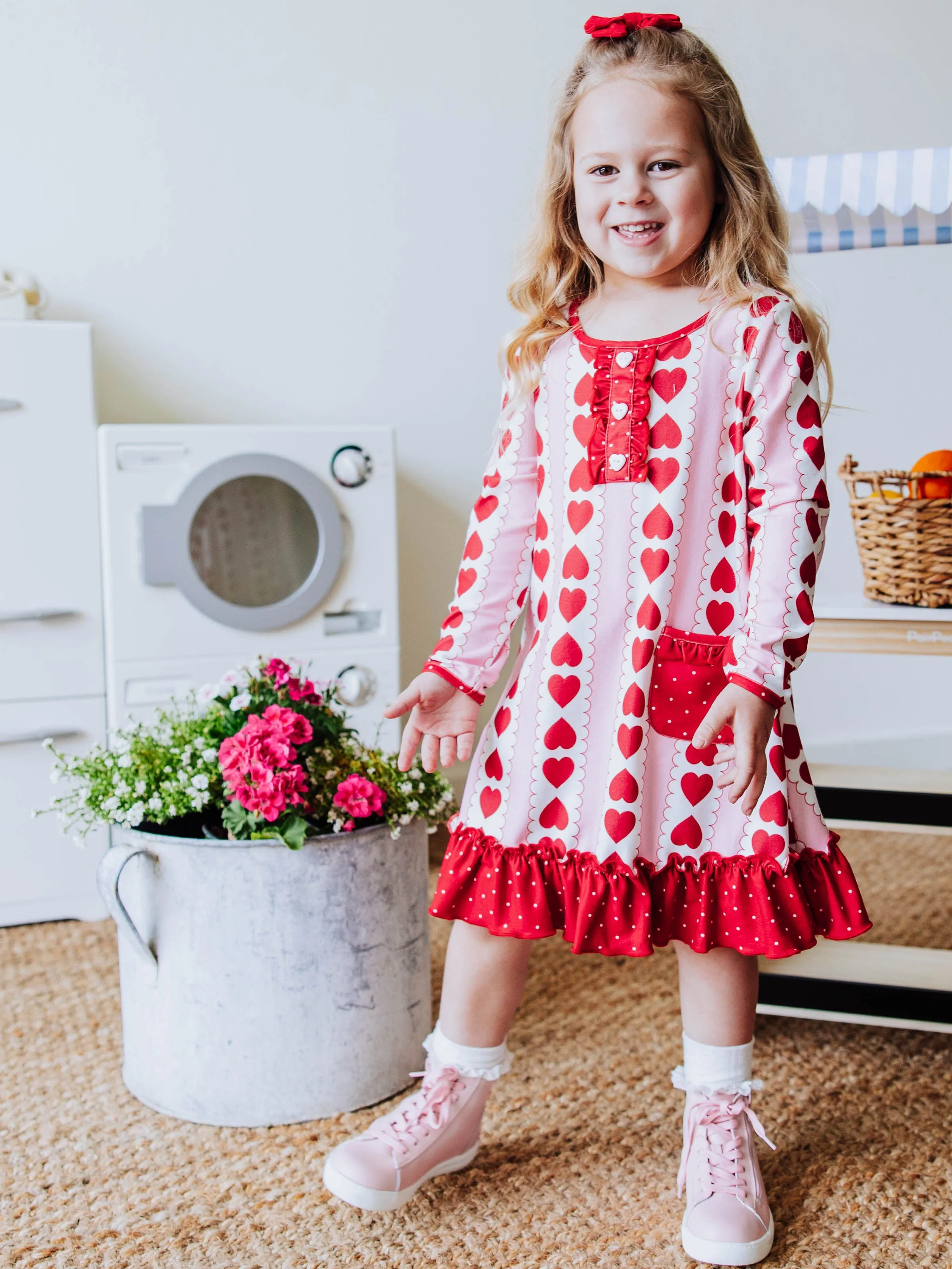 Everyday Play Dress - Blushing Mirrored Hearts