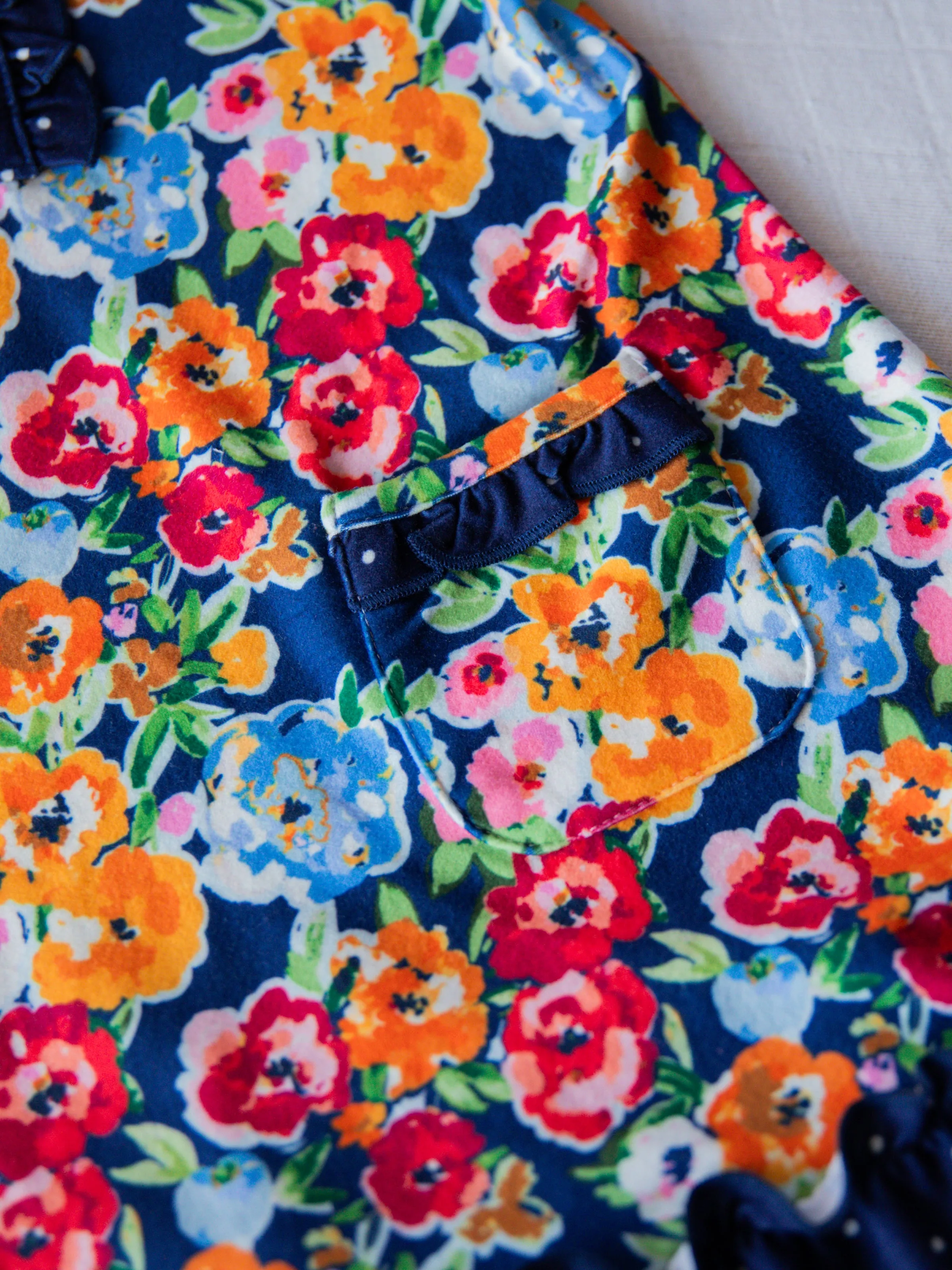 Everyday Play Dress - Navy Fall Blooms