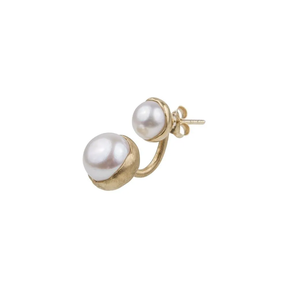 Fairley Double Pearl Ear Jackets Gold