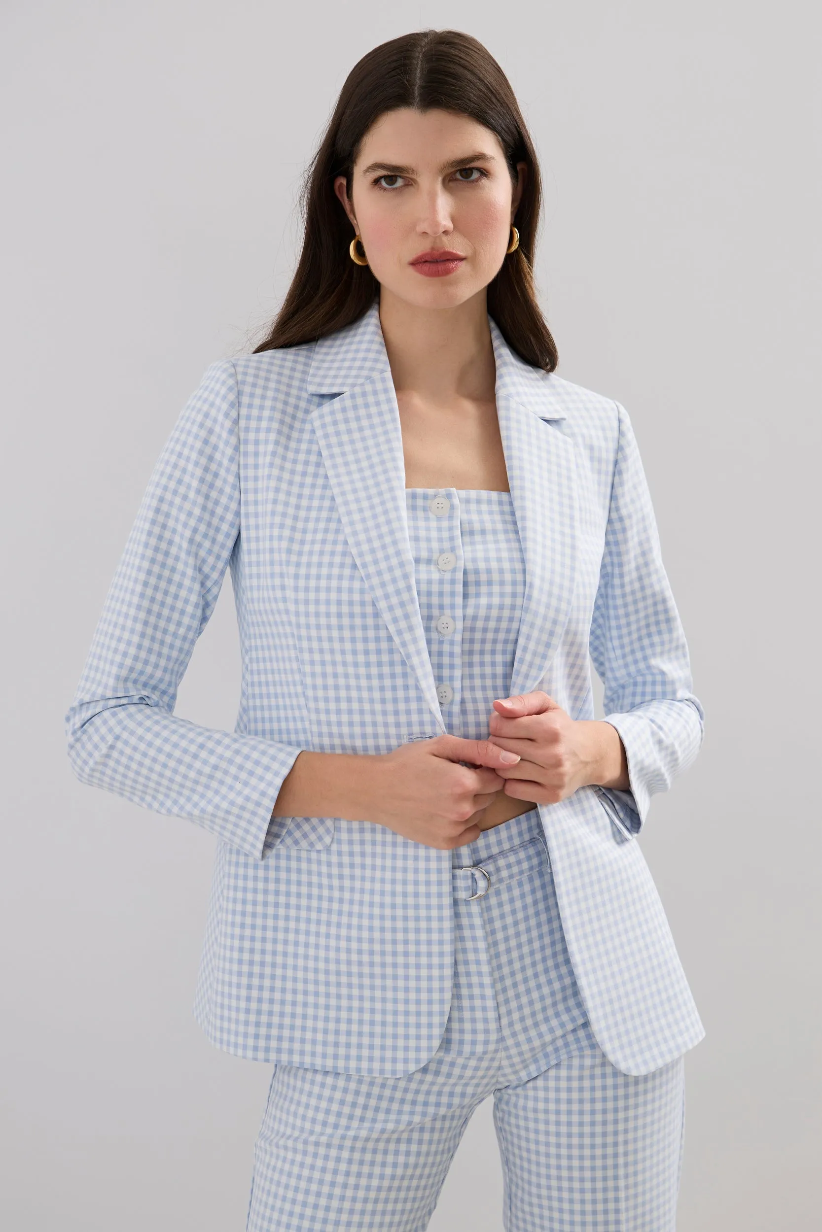 Fitted gingham blazer