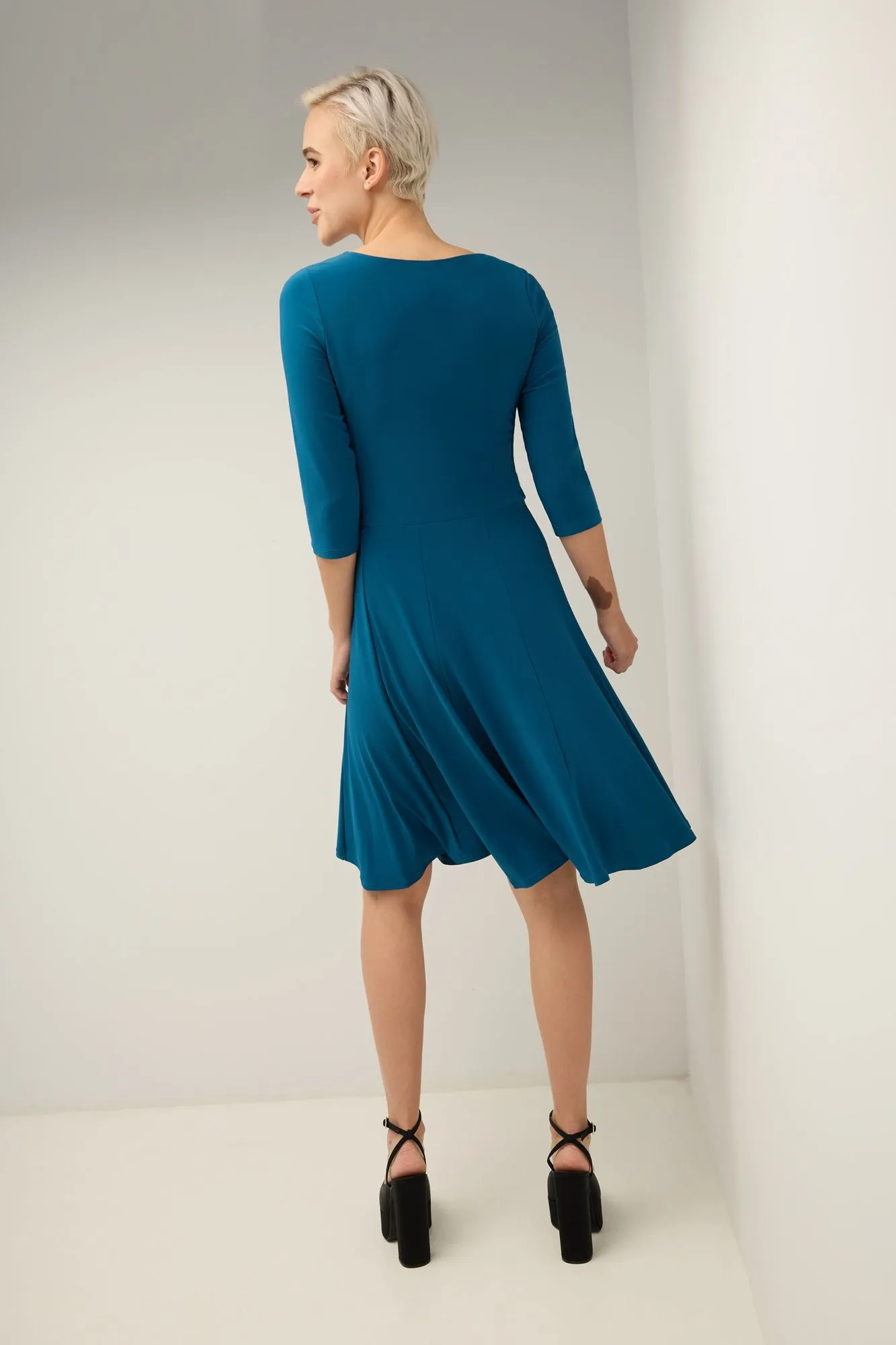 Flared Business Dress with 3/4 Sleeves