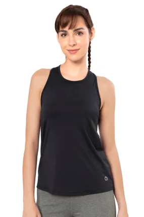 Flaunt Racerback Round Neck Tank Top - Jet Black