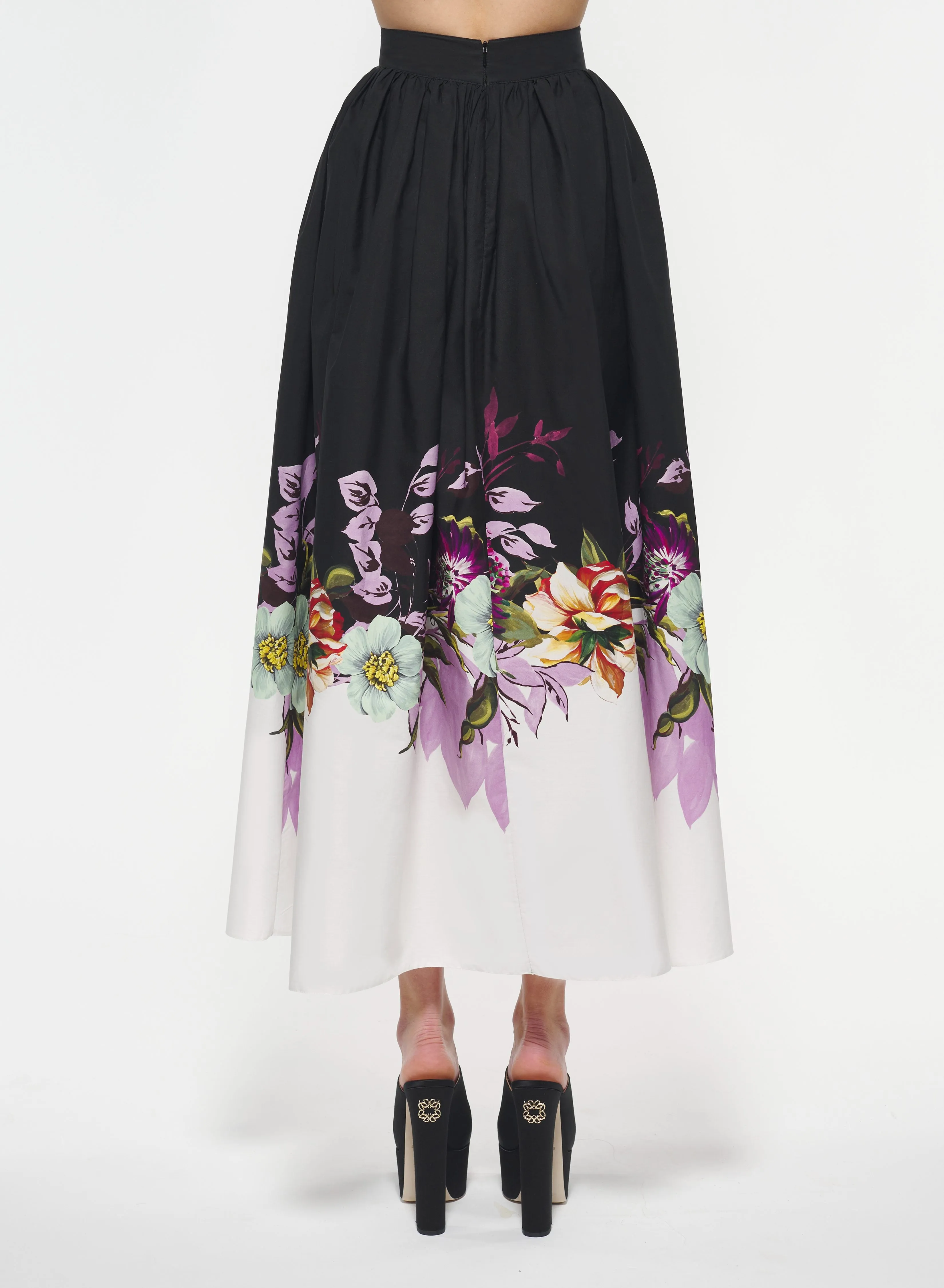 Floral Print Poplin Skirt