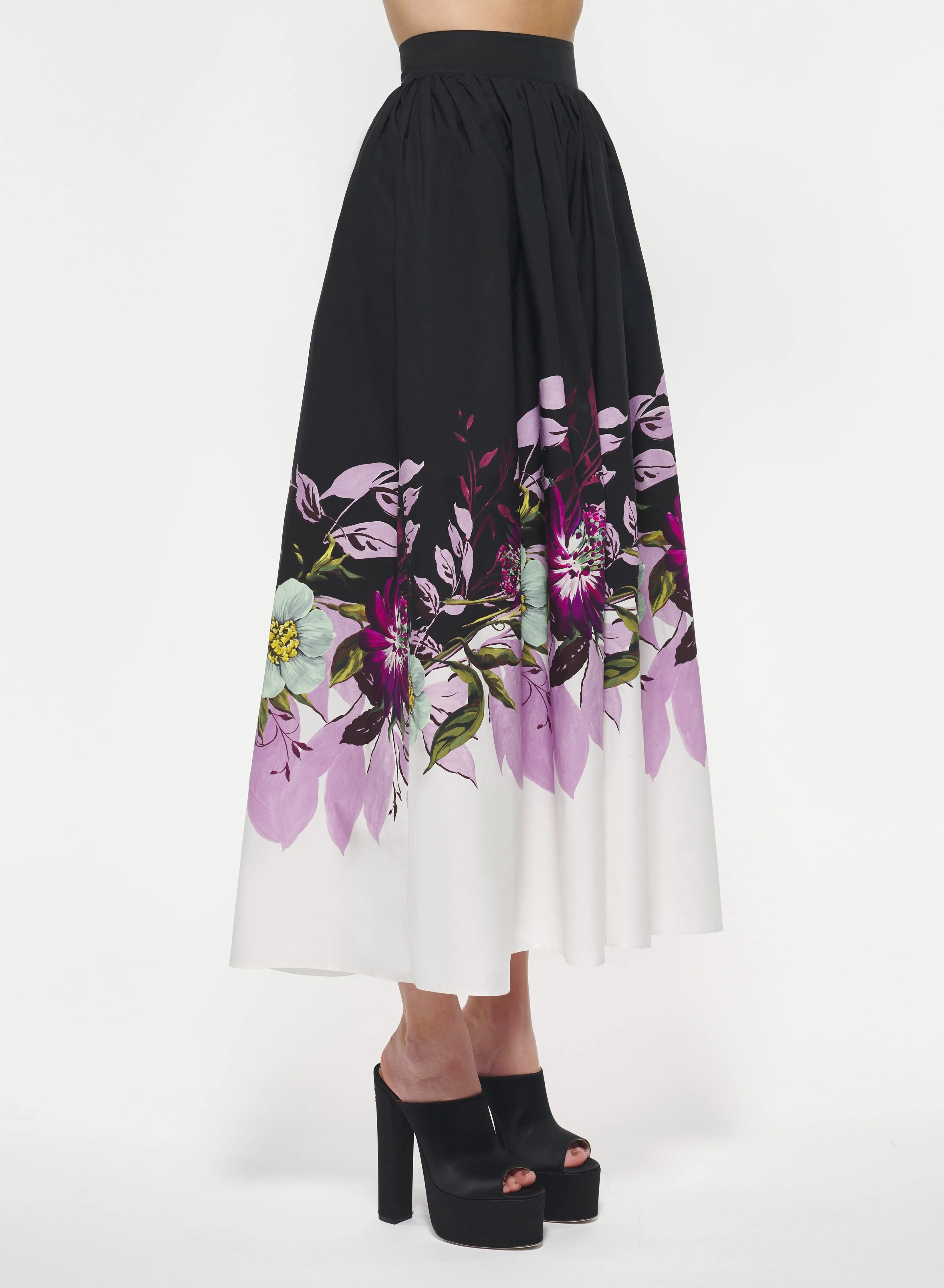 Floral Print Poplin Skirt