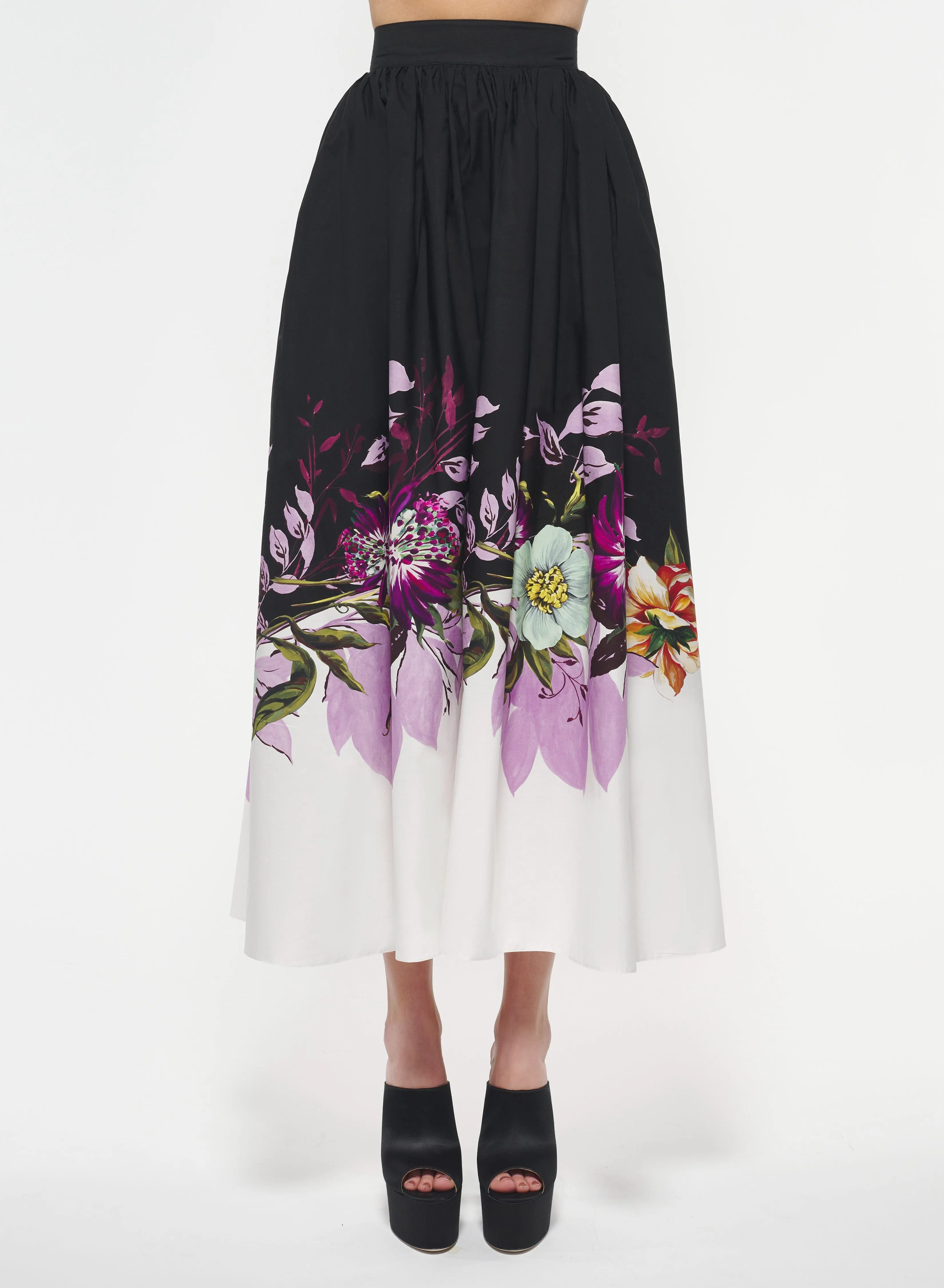 Floral Print Poplin Skirt