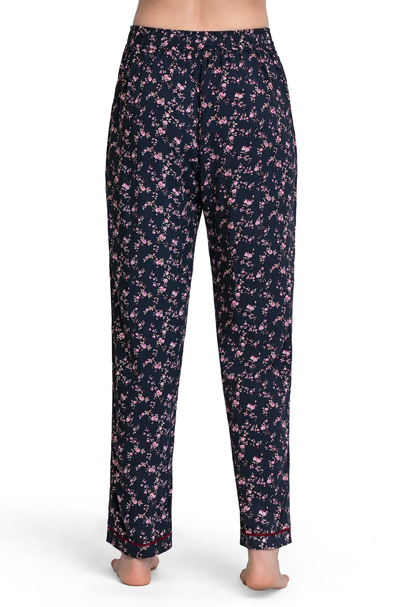 Full Length Pyjama Bottom - Floral Pr Navy