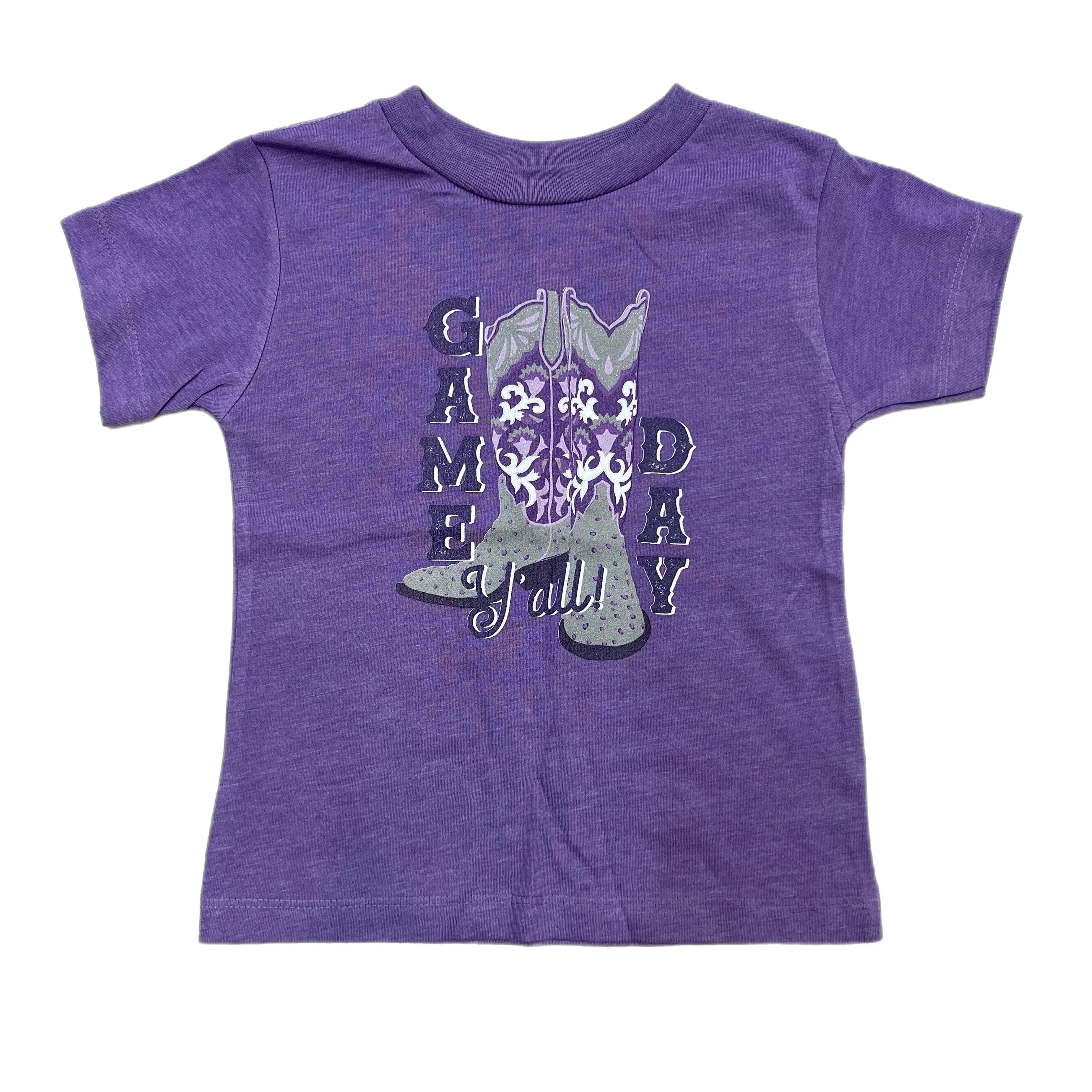 'Game Day Y’all' Boots Graphic T-Shirt | Purple and White