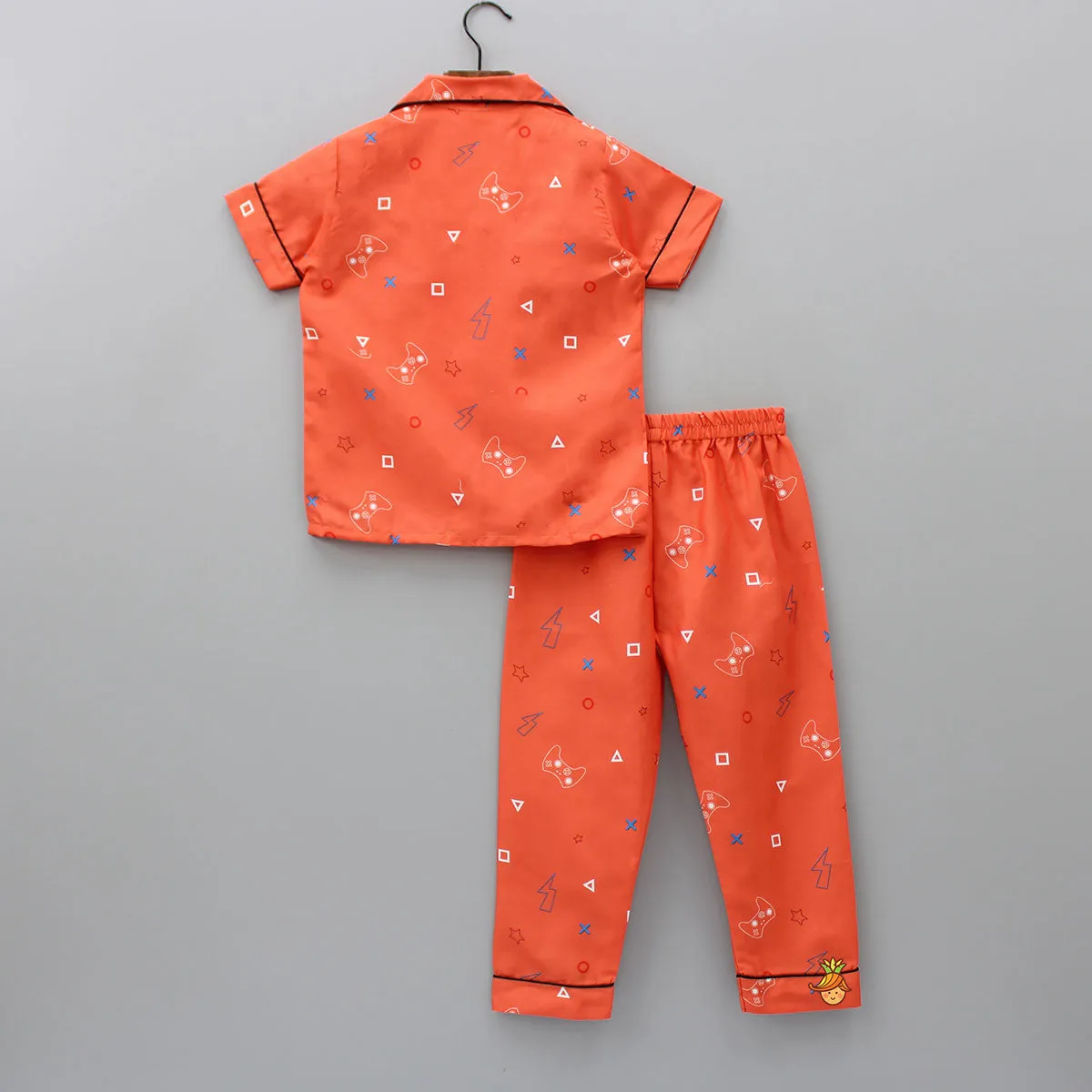 Game Theme Printed Orange Sleepwear