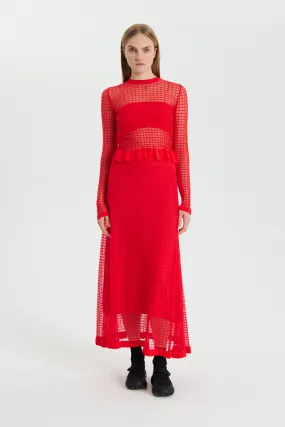 GEMMA | SKIRT MATISSE SHEER GRID POPPY RED