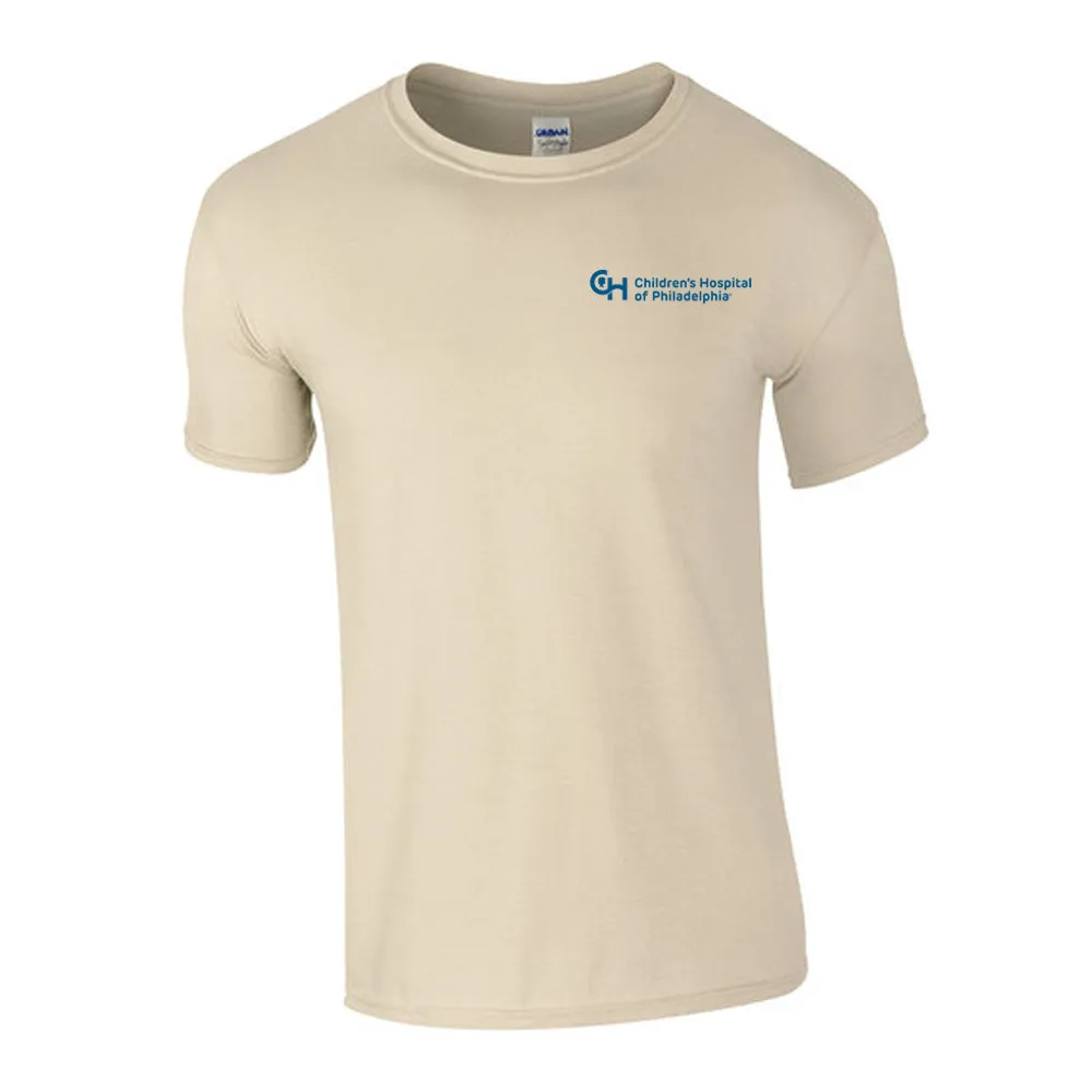 Gildan Adult Softstyle CHOP Neutral Color T-Shirt with Blue Logo