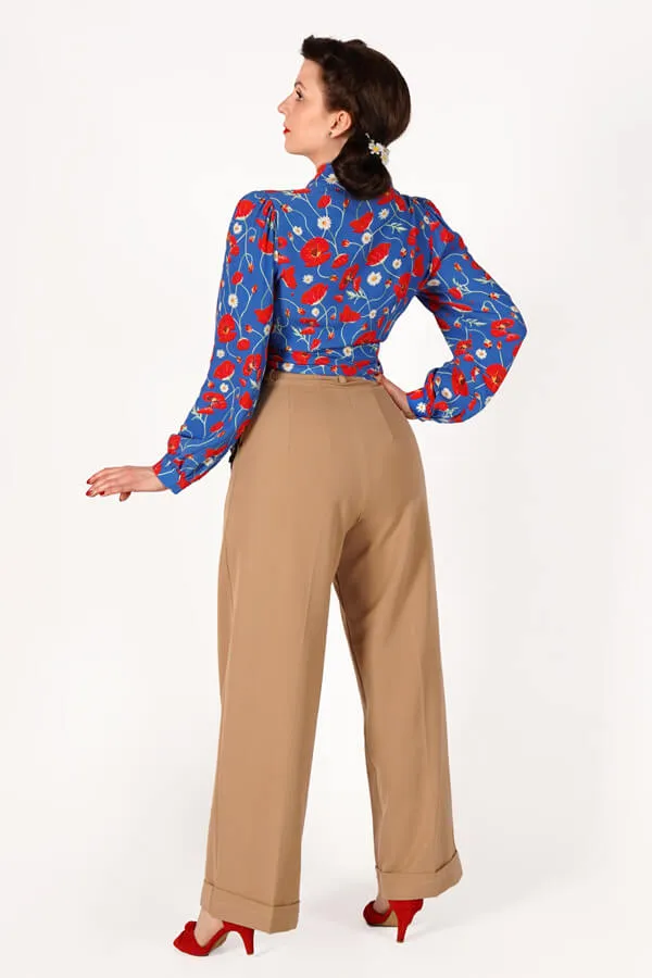 Grace Wrap Blouse In Poppy Print