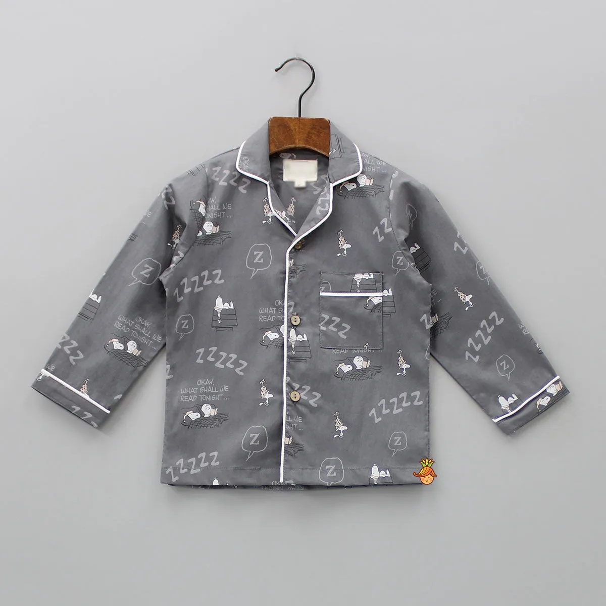 Grey Snoop Dog Printed Sleepwear