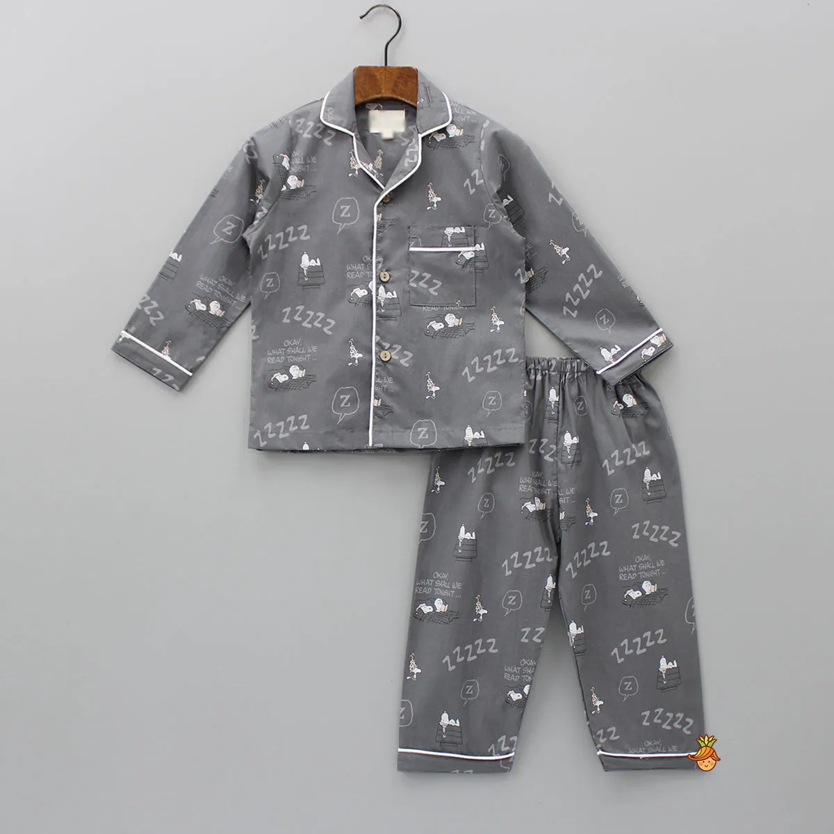 Grey Snoop Dog Printed Sleepwear