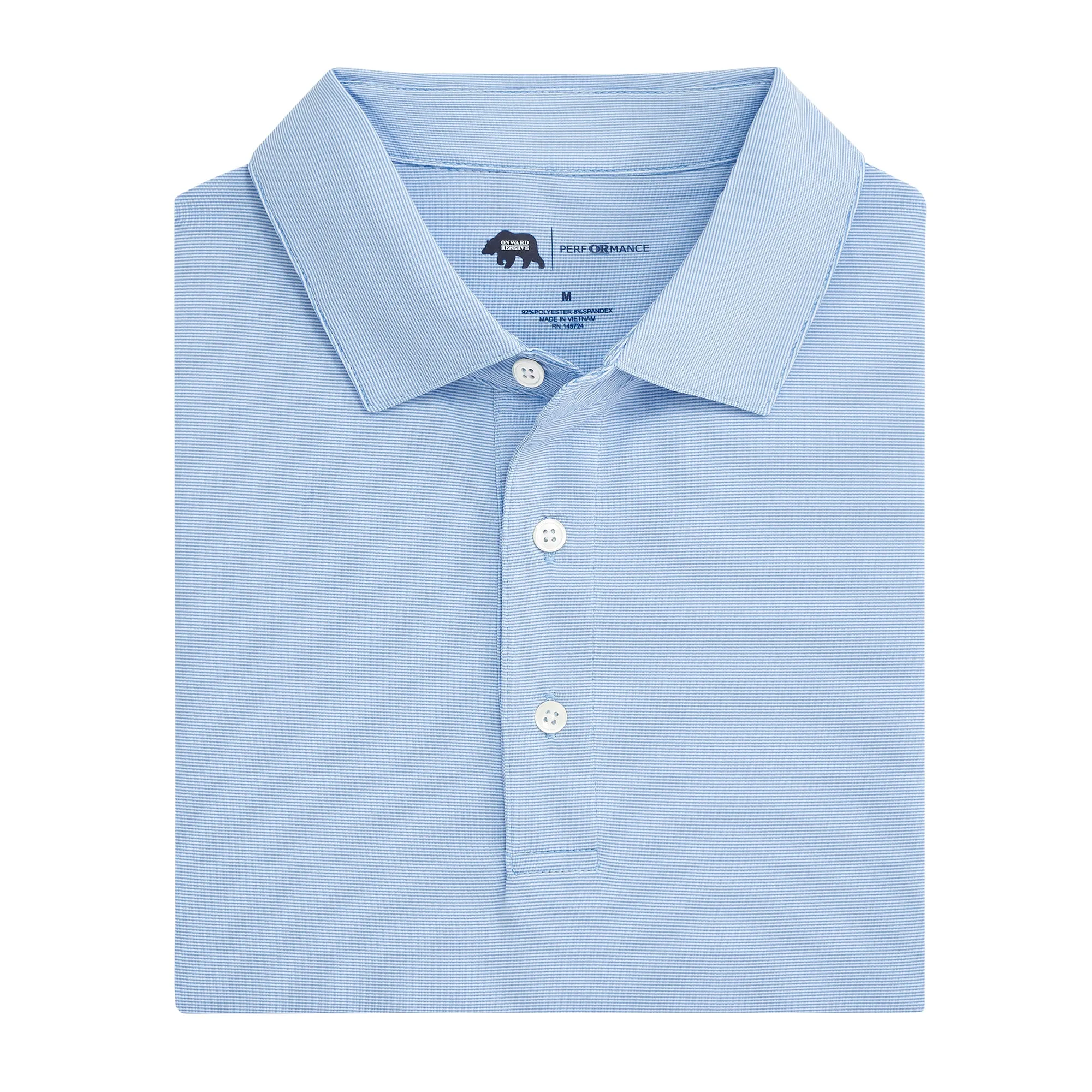 Hairline Stripe Performance Polo - Sky