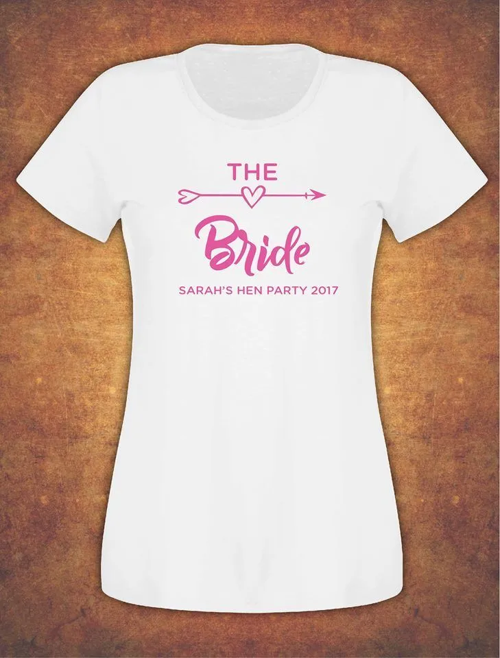 Hen Do Party Bride Tribe Personalised T-shirt Ladies Female Fushia