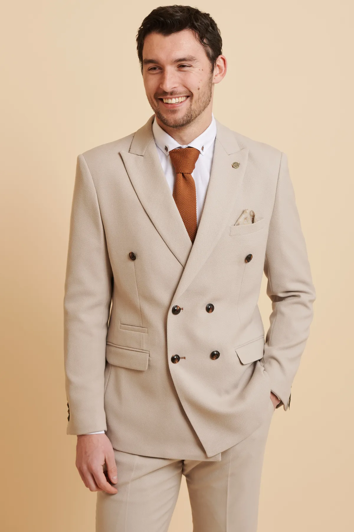 HM5 - Stone Double-Breasted Two Piece Suit