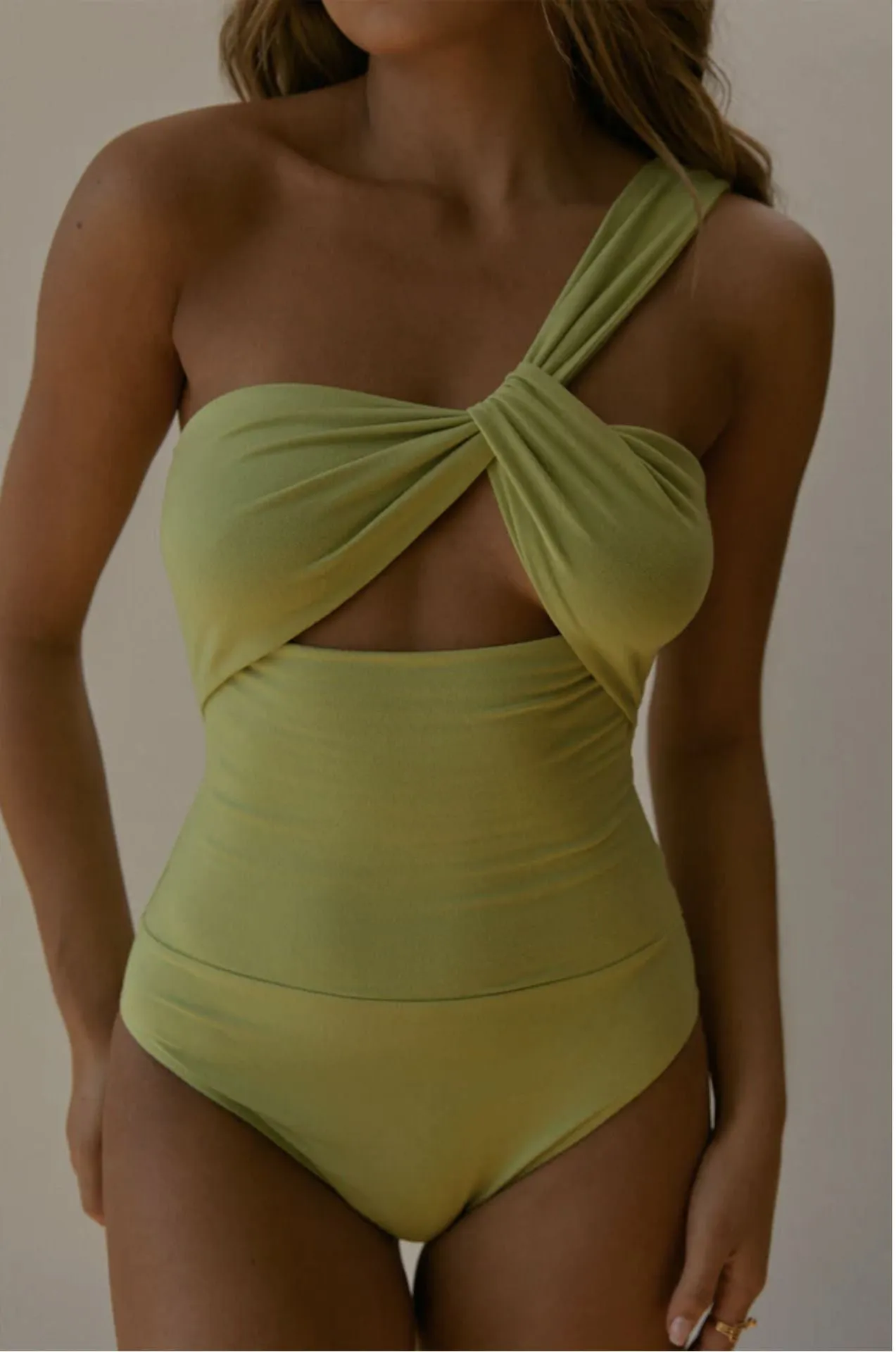 Honey Asymmetrical Cut Out One Piece Swimsuit Bodysuit