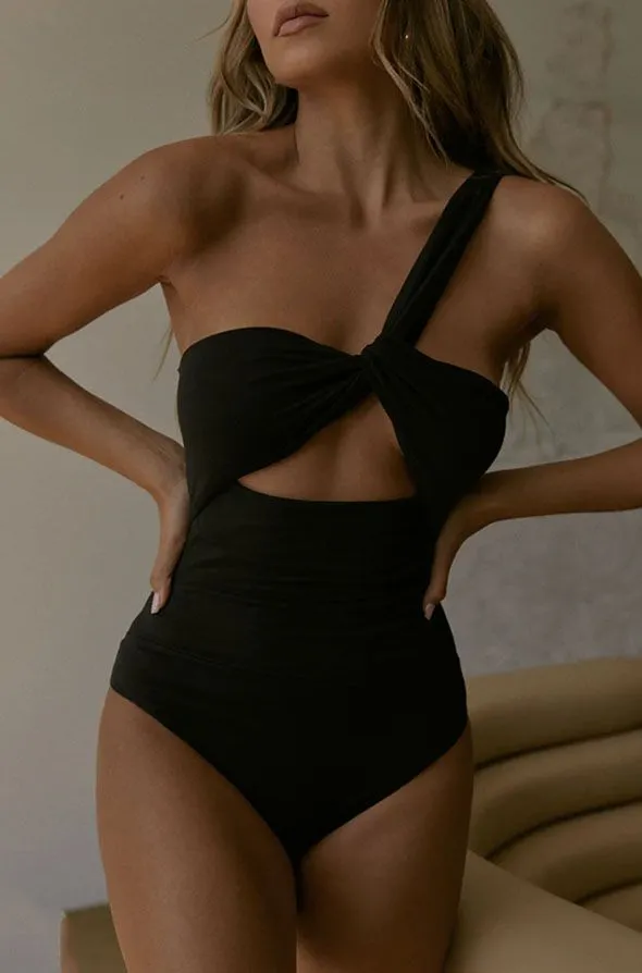 Honey Asymmetrical Cut Out One Piece Swimsuit Bodysuit