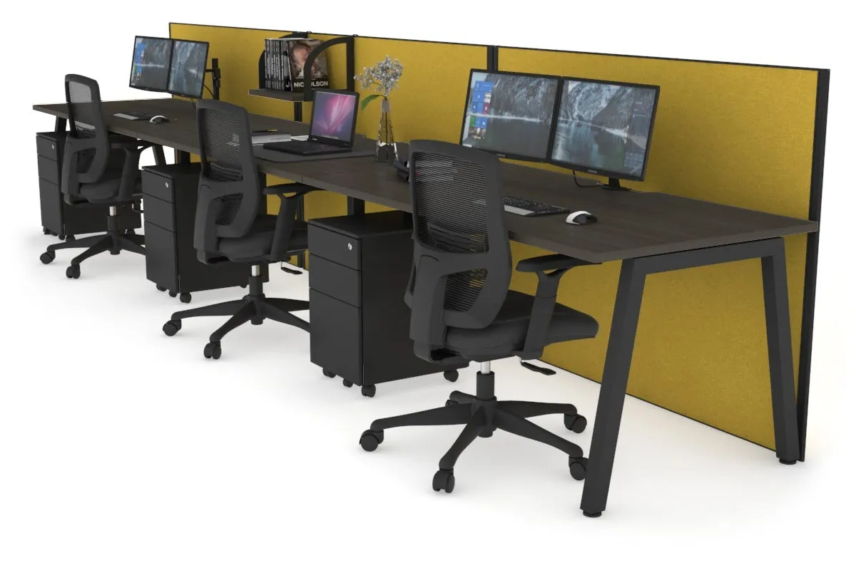 Horizon Quadro 3 Person Run A Legs Office Workstation [1200L x 800W with Cable Scallop]