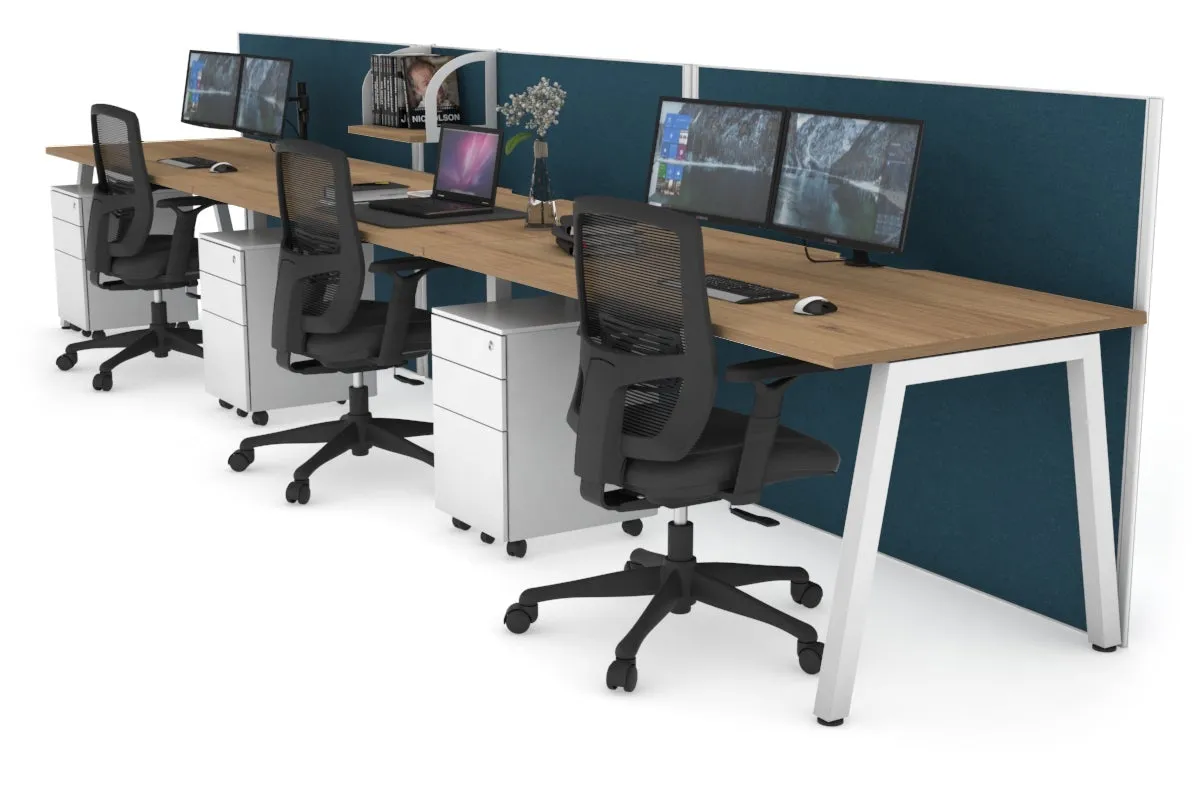 Horizon Quadro 3 Person Run A Legs Office Workstation [1200L x 800W with Cable Scallop]