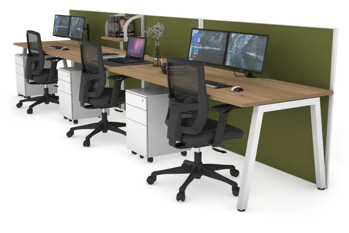 Horizon Quadro 3 Person Run A Legs Office Workstation [1200L x 800W with Cable Scallop]