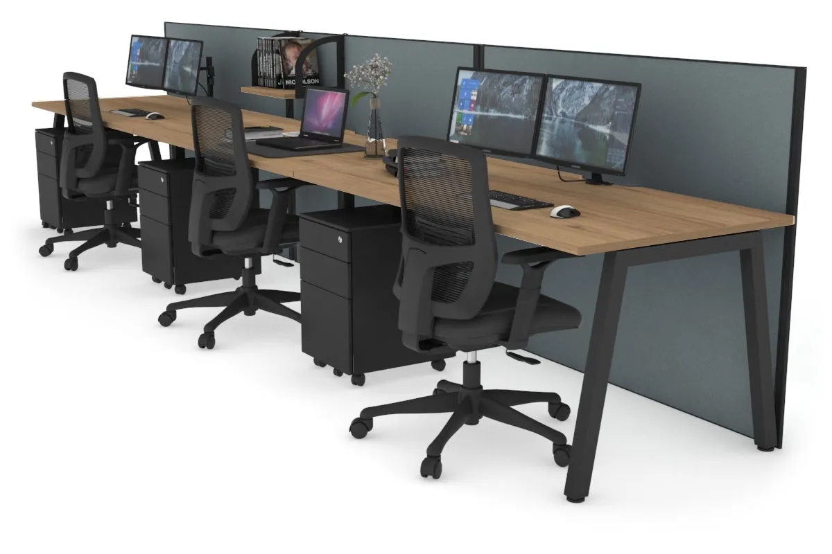 Horizon Quadro 3 Person Run A Legs Office Workstation [1200L x 800W with Cable Scallop]