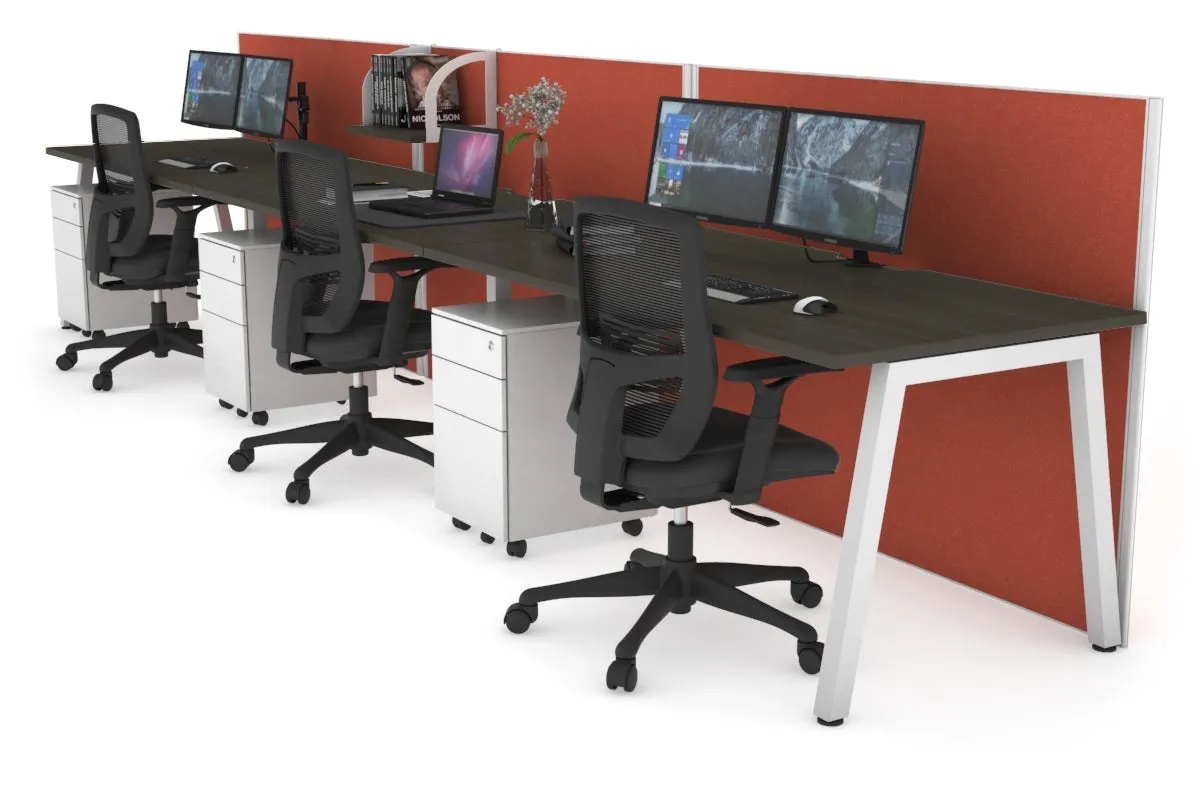 Horizon Quadro 3 Person Run A Legs Office Workstation [1200L x 800W with Cable Scallop]