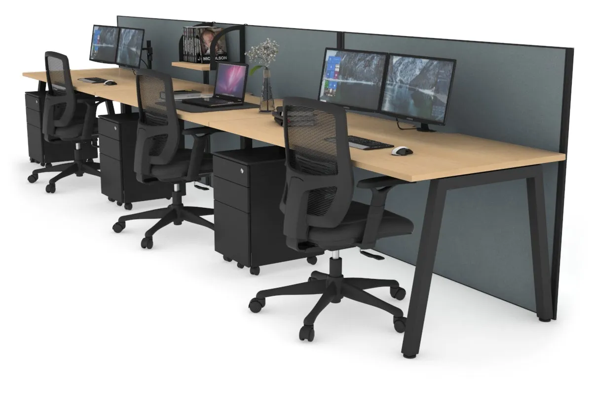 Horizon Quadro 3 Person Run A Legs Office Workstation [1200L x 800W with Cable Scallop]