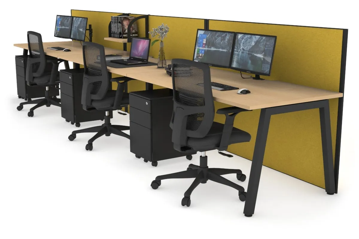 Horizon Quadro 3 Person Run A Legs Office Workstation [1200L x 800W with Cable Scallop]