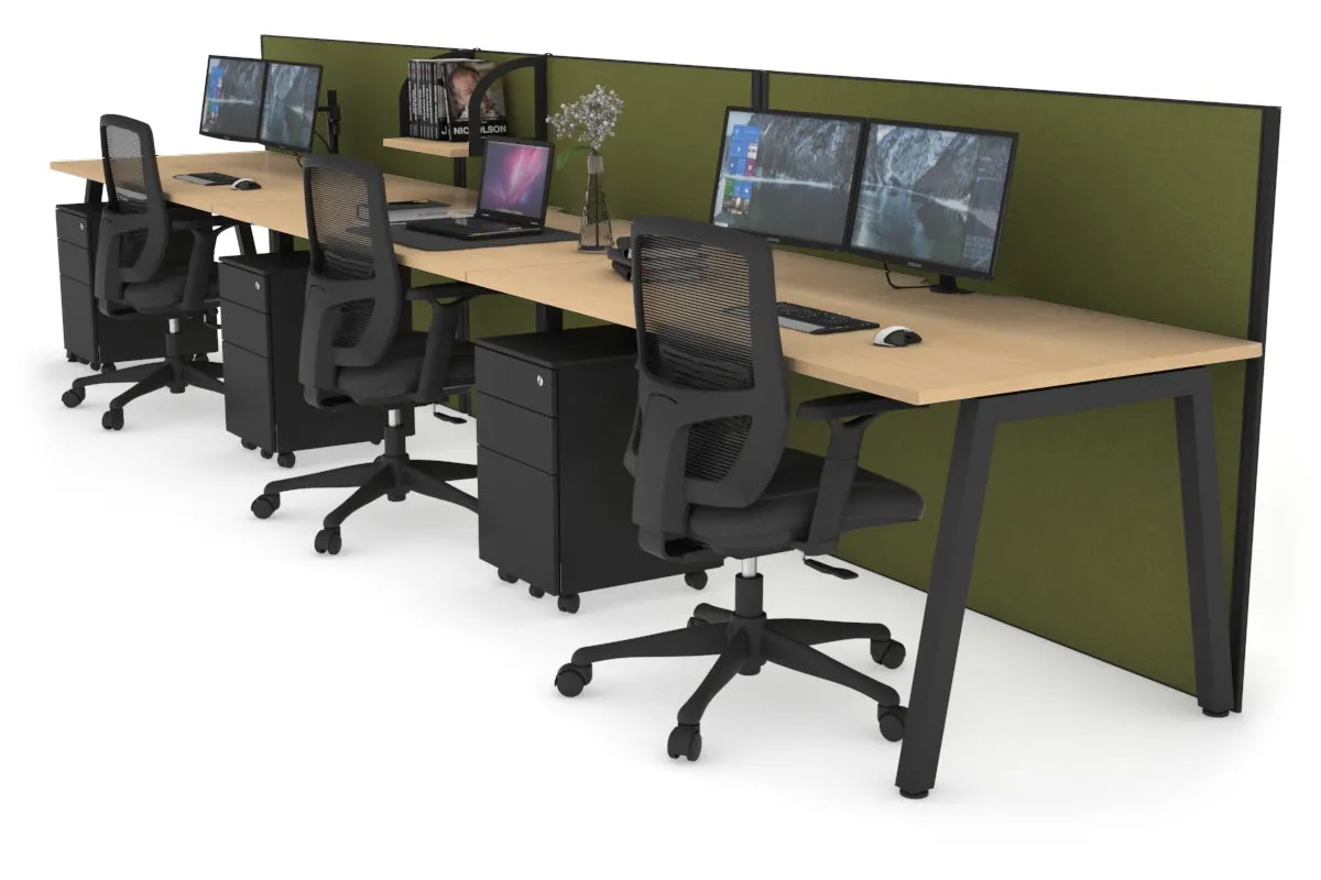 Horizon Quadro 3 Person Run A Legs Office Workstation [1200L x 800W with Cable Scallop]