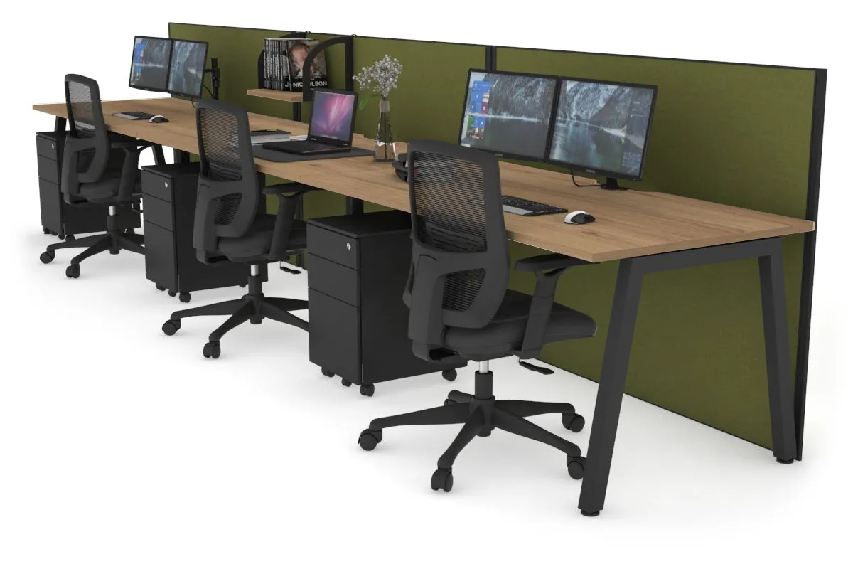 Horizon Quadro 3 Person Run A Legs Office Workstation [1200L x 800W with Cable Scallop]