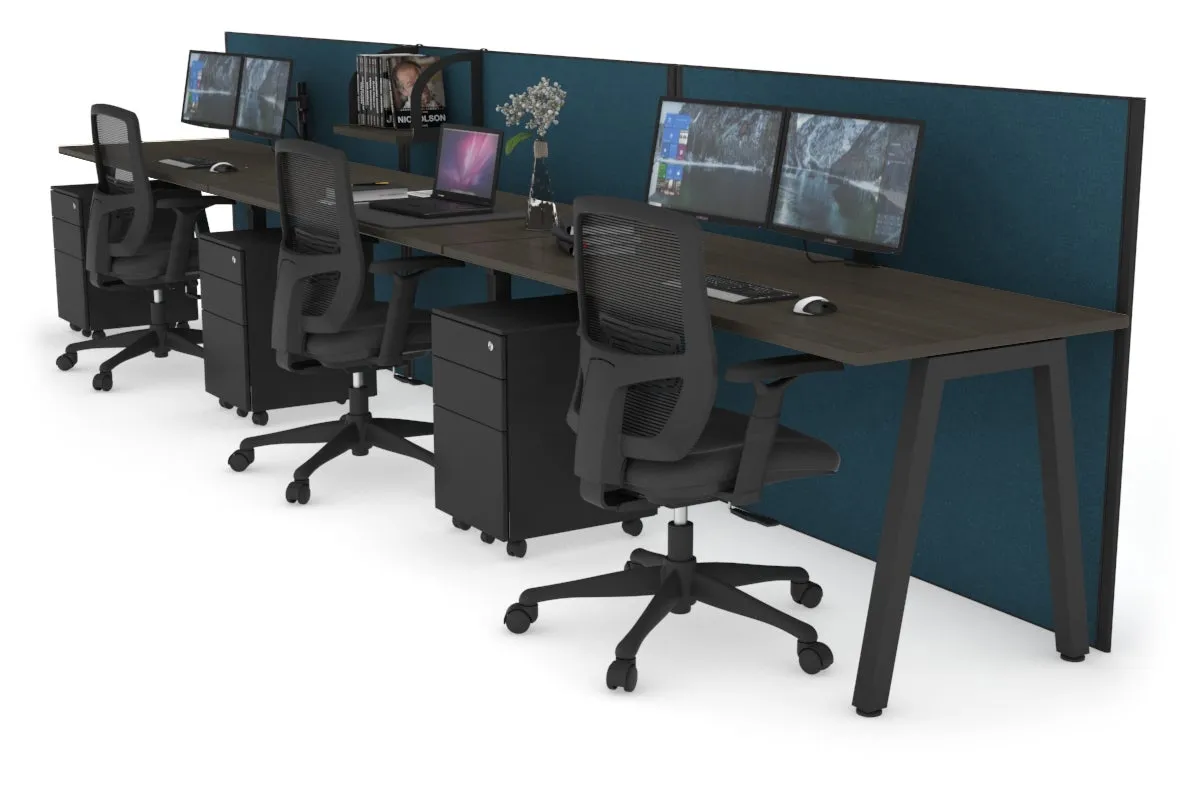 Horizon Quadro 3 Person Run A Legs Office Workstation [1400L x 700W]