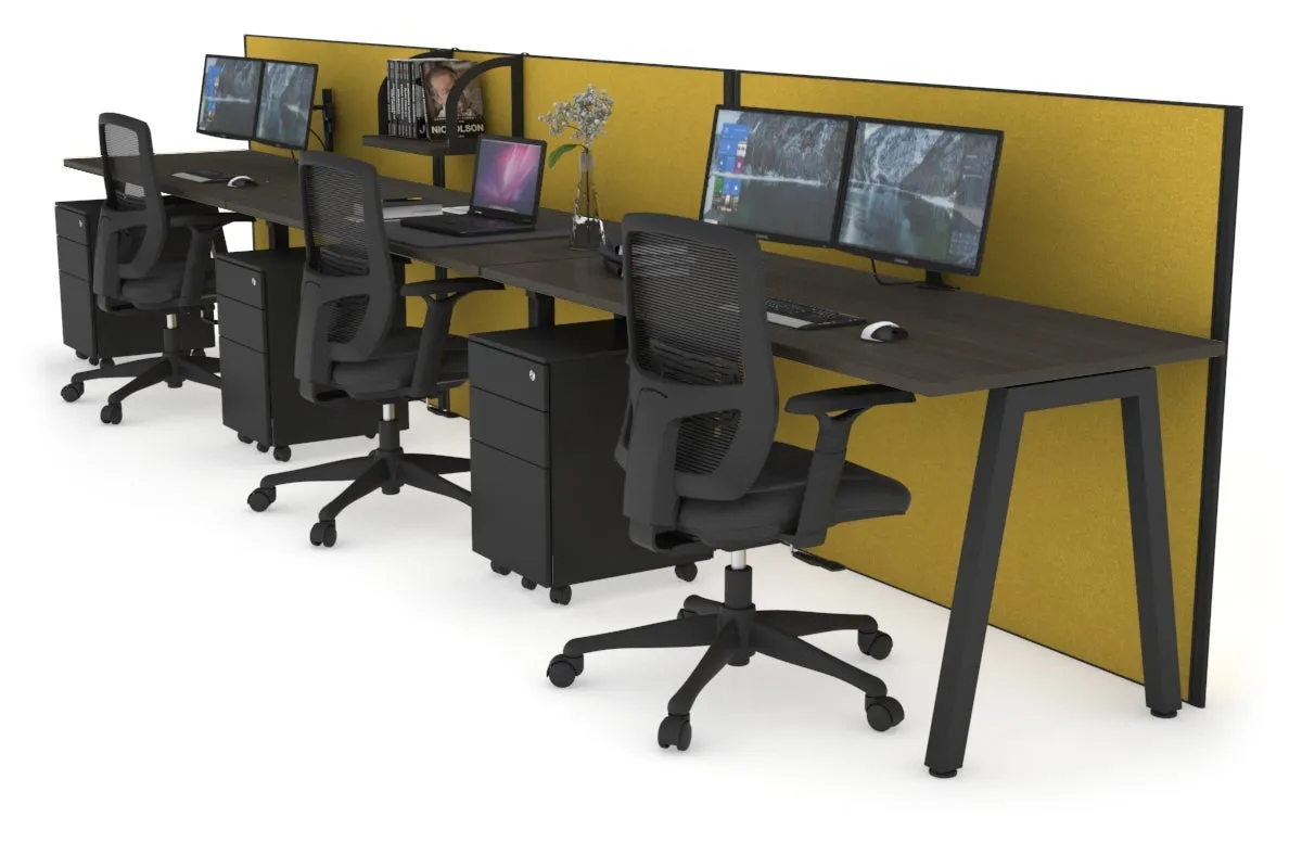 Horizon Quadro 3 Person Run A Legs Office Workstation [1400L x 700W]