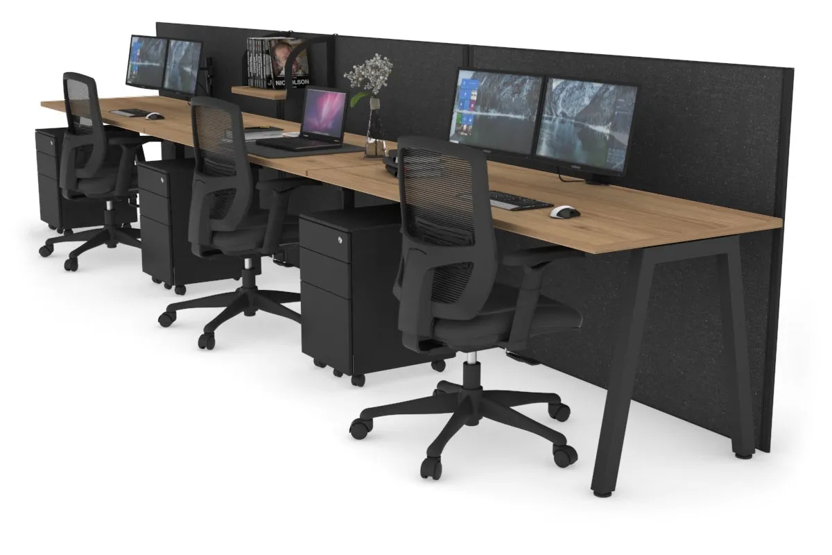 Horizon Quadro 3 Person Run A Legs Office Workstation [1400L x 700W]