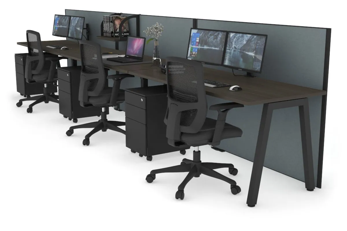 Horizon Quadro 3 Person Run A Legs Office Workstation [1400L x 700W]