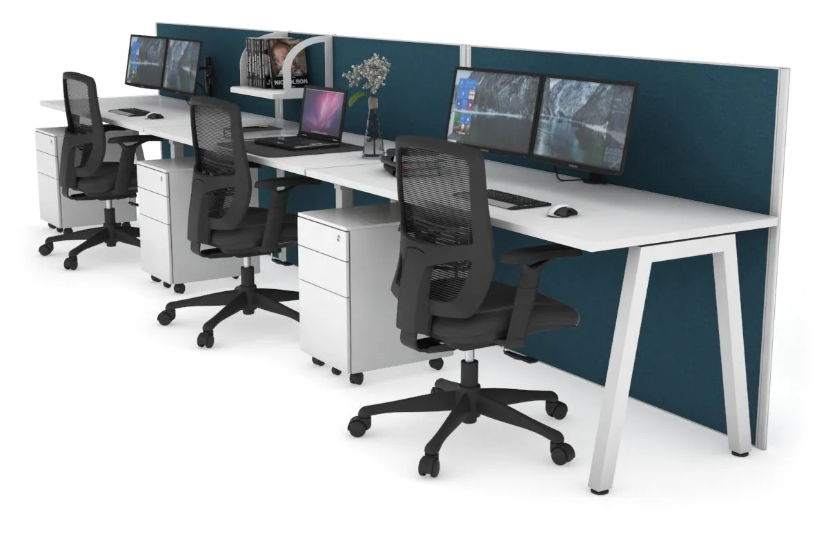 Horizon Quadro 3 Person Run A Legs Office Workstation [1400L x 700W]